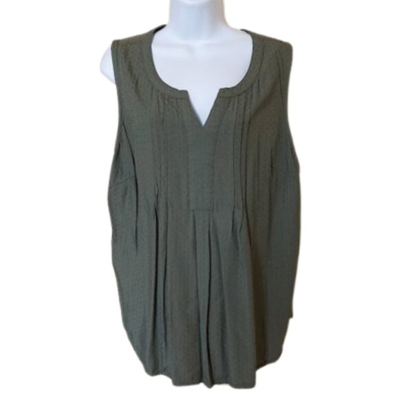 Khaki Green Sleeveless Blouse Size - Picture 1 of 4